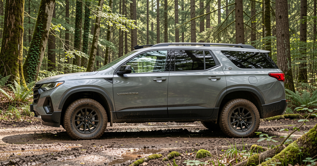 Chevrolet Traverse 2026 Z71 en action tout-terrain, photo professionnelle sans texte