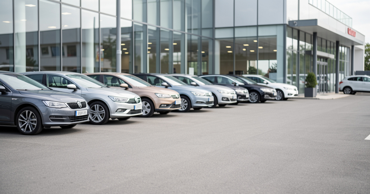 Parc automobile d'une agence TransakAuto pour un avis sur le dépôt-vente